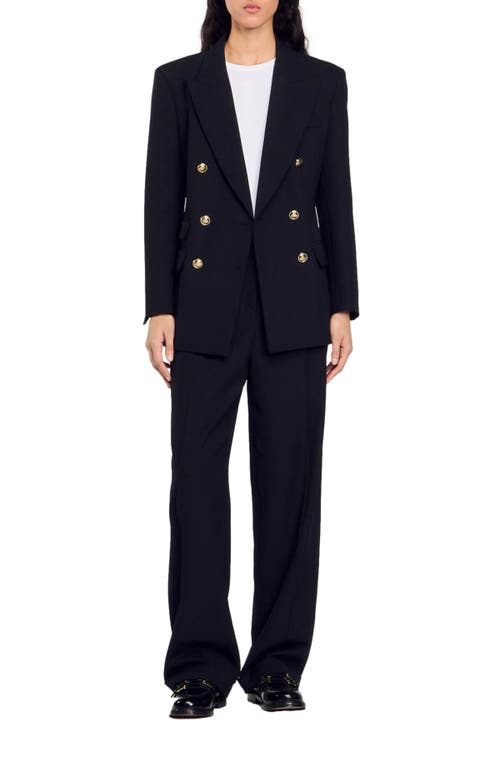 Sandro Double-breasted Suit Jacket In Black