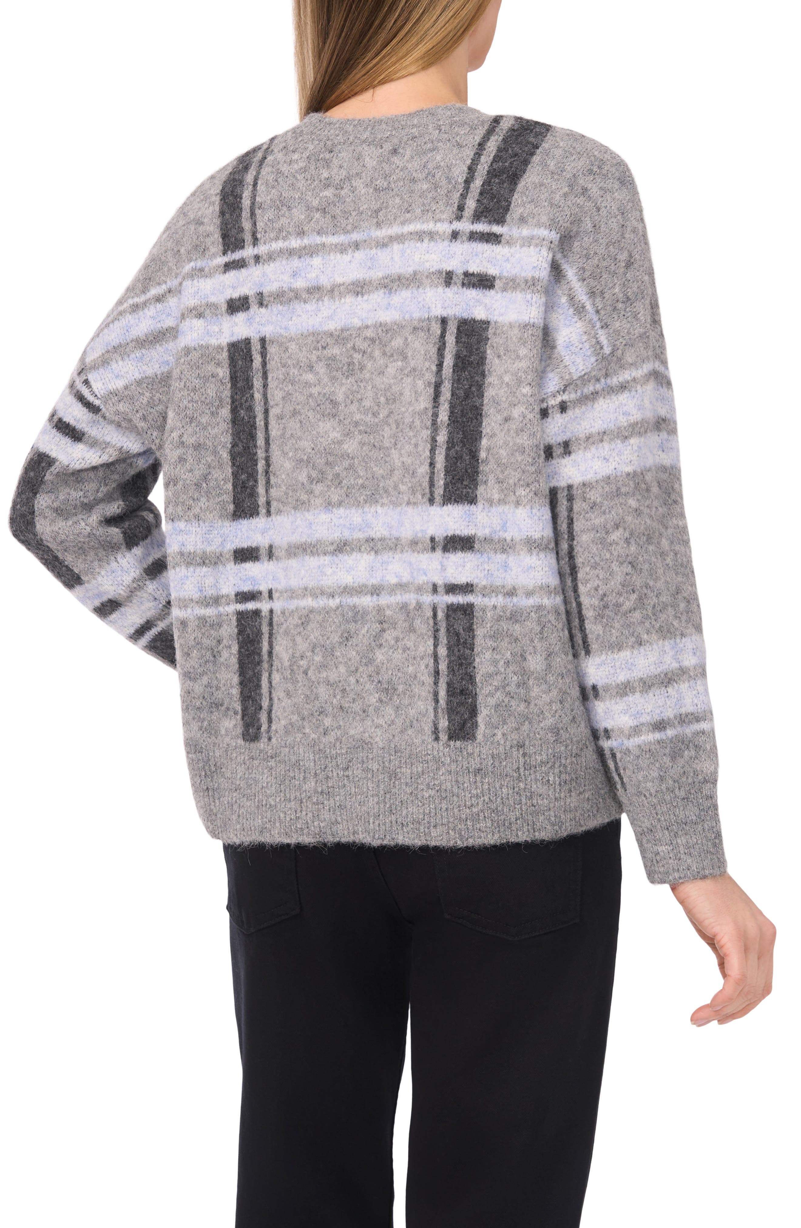 Plaid Jacquard Crewneck Sweater - image 2