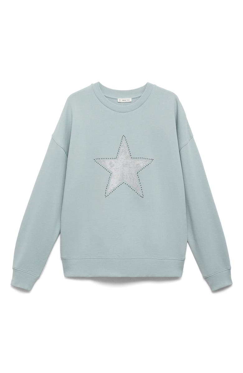 MANGO TEEN Star Studded Sweatshirt, Alternate, color, Green
