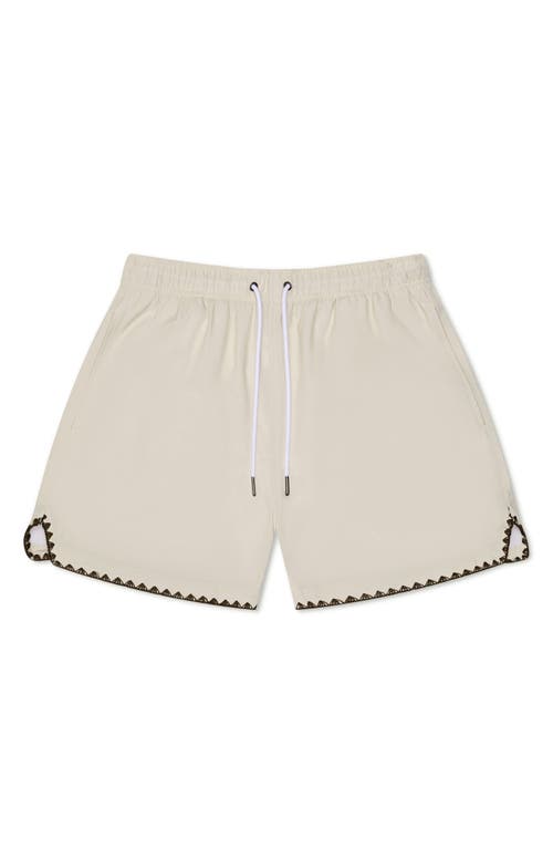Shop Mavrans Stitch Waterproof Swim Trunks In Beige