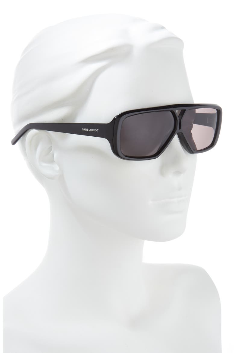63mm Aviator Sunglasses, Alternate, color, BLACK BLACK BLACK