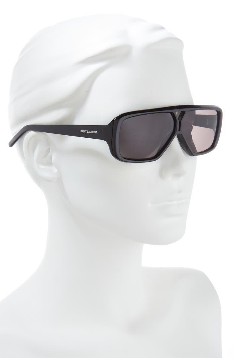 Saint Laurent 63mm Aviator Sunglasses, Alternate, color, Black Black Black