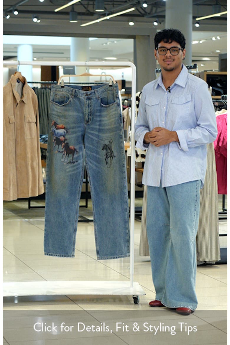 Allover Print Straight Leg Jeans video