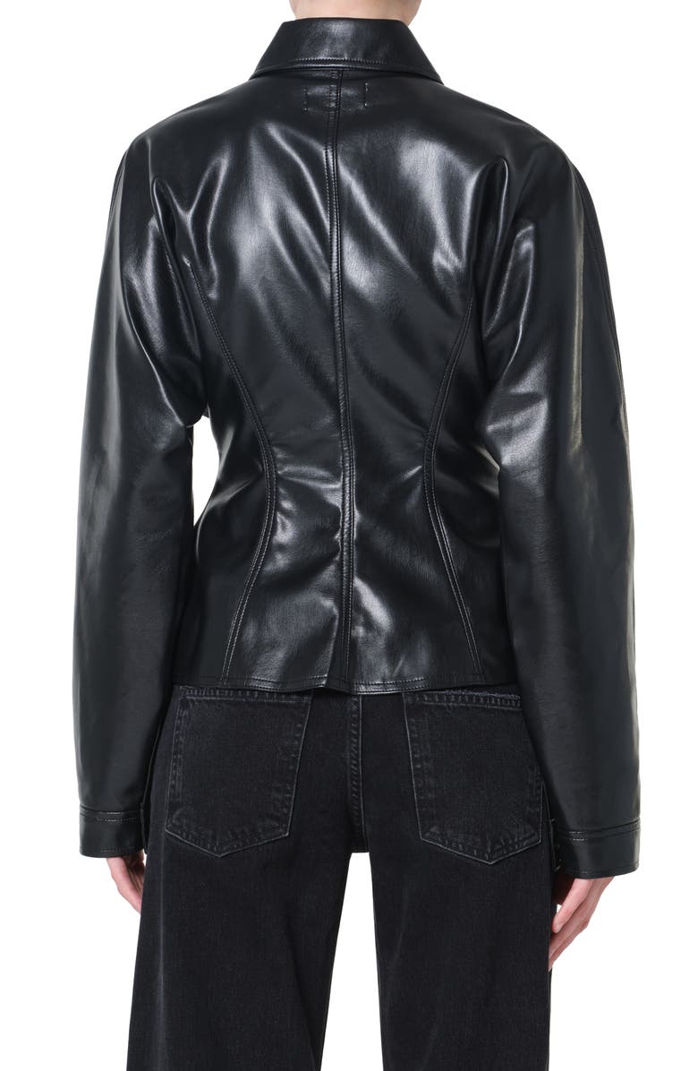 AGOLDE Devon Faux Leather Shirt, Alternate, color, Detox Black