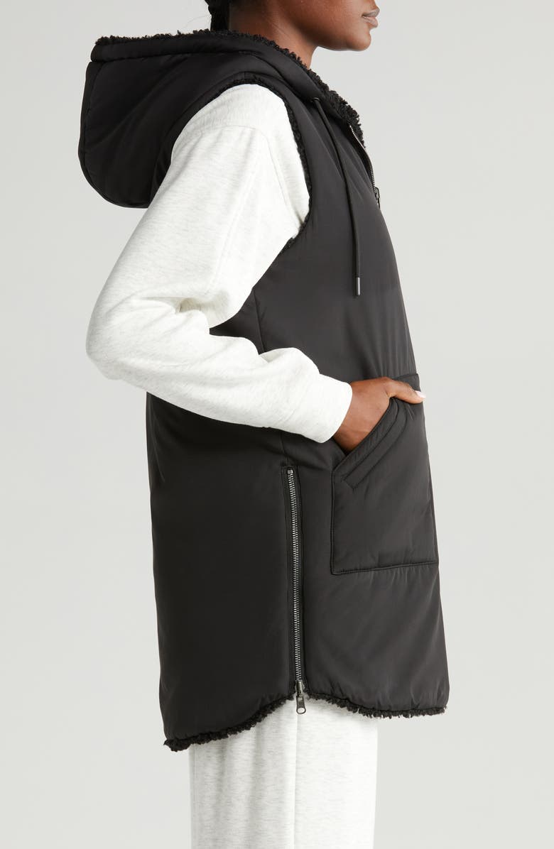 Zella Cozy Insulated Hooded Faux Shearling Reversible Vest, Alternate, color,