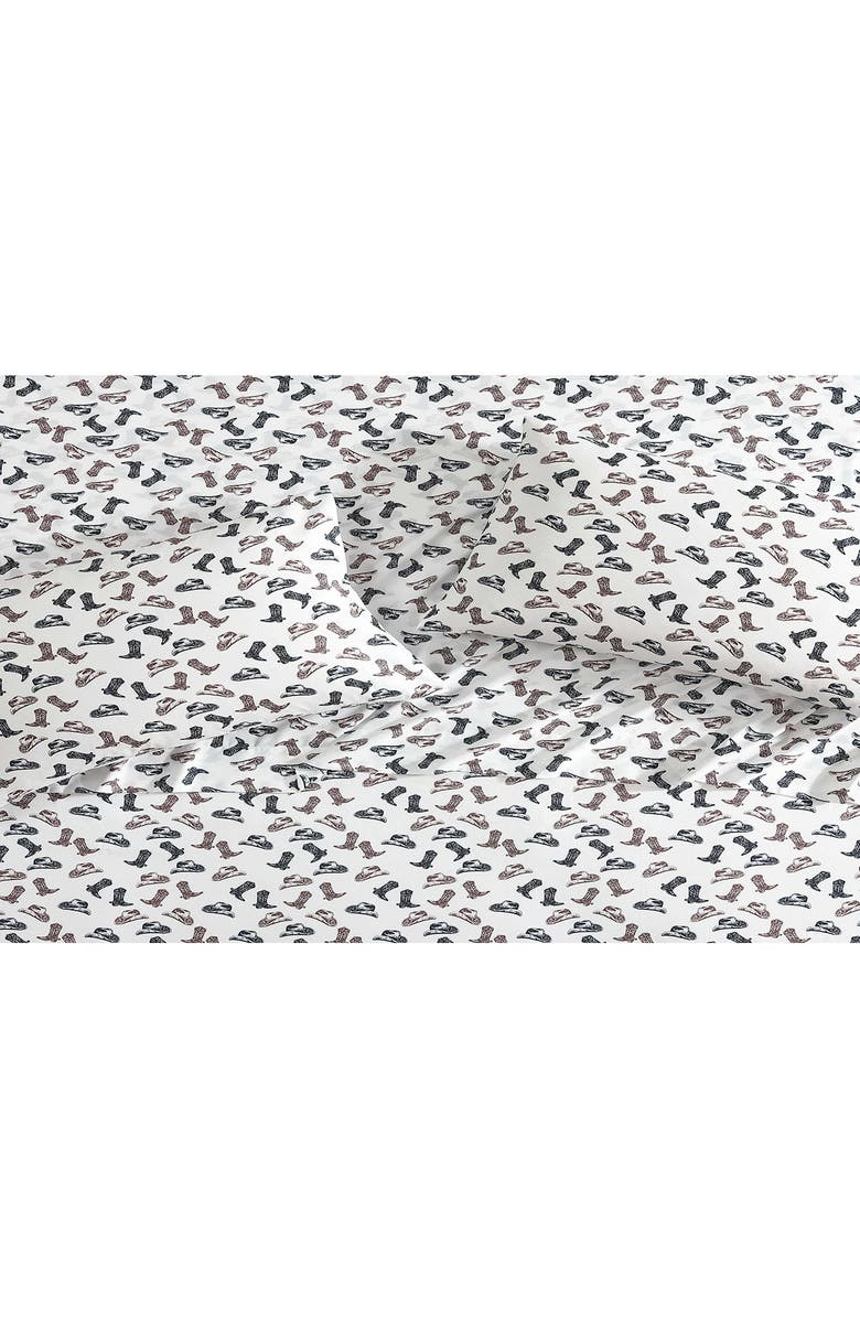 Wrangler Boots 'N Hats Microfiber Sheet Set, Alternate, color, Grey / Dark Brown