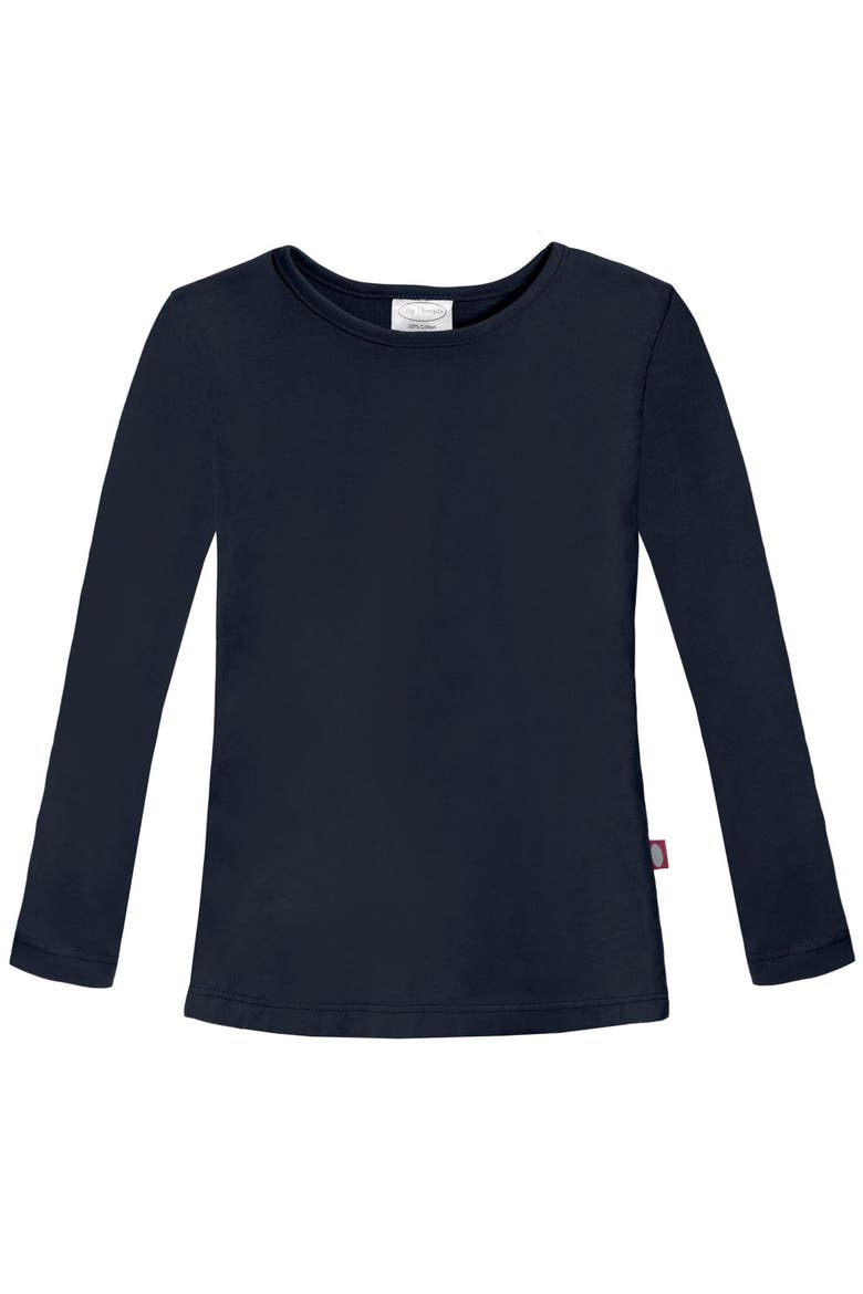 Baby Girls Long Sleeve Soft 100% Cotton Jersey T-Shirt, Alternate, color, Navy