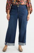 Wit & Wisdom Cuffed High Waist Wide Leg Jeans