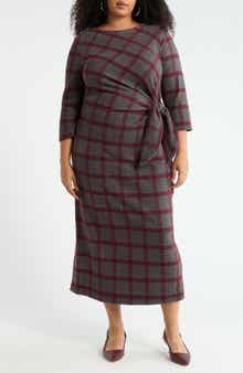 Renee C Plaid Boat Neck Maxi Dress