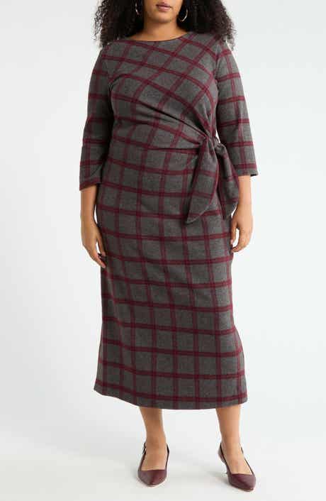 Renee C Plaid Boat Neck Maxi Dress