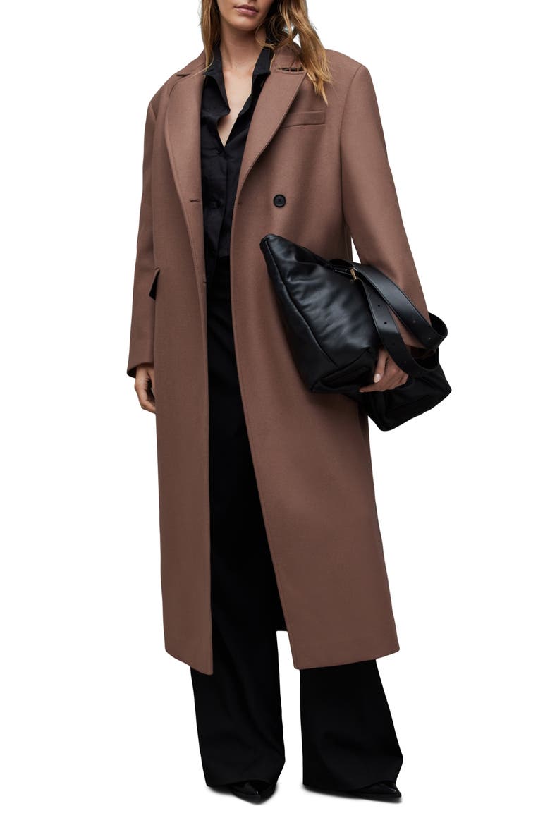James Wool Blend Longline Coat, Alternate, color, CHESTNUT BROWN