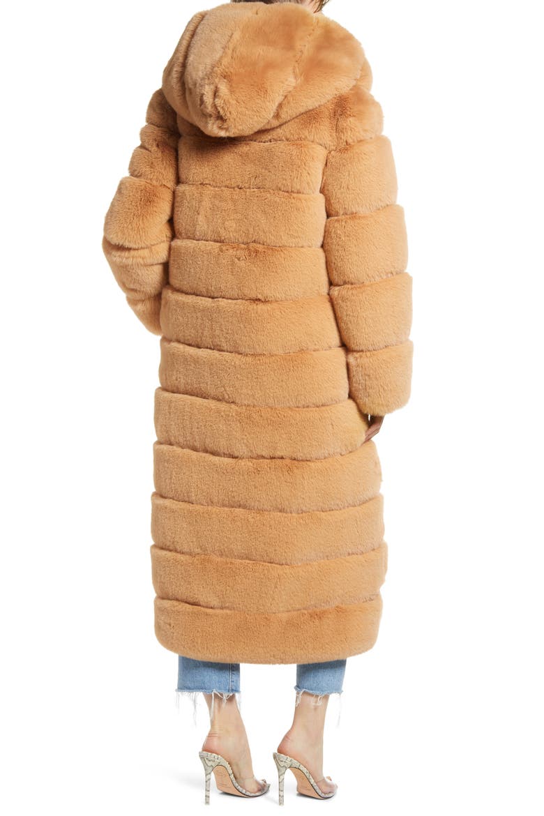 Hooded Faux Fur Coat, Alternate, color, CAMEL