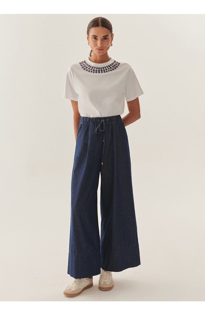 Exquise Esmeralda Drawstring Palazzo Pants, Alternate, color, Indigo
