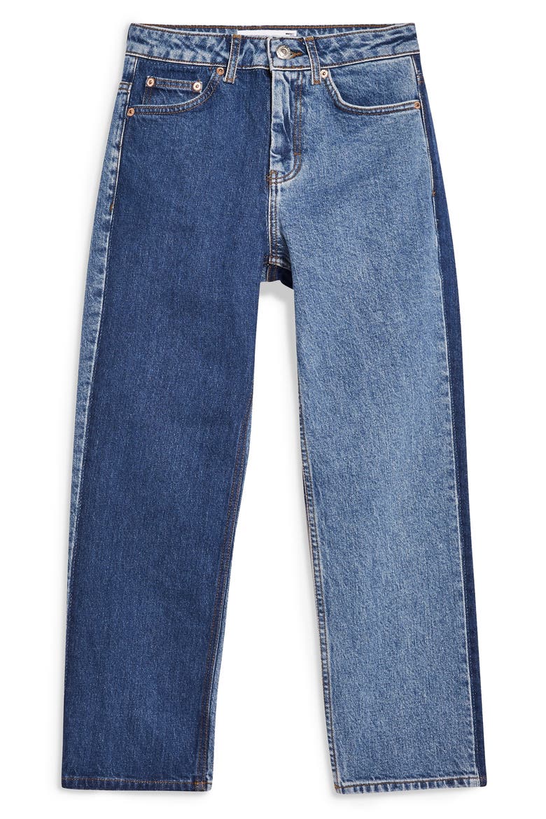High Waist Straight Leg Moto Jeans, Alternate, color, INDIGO