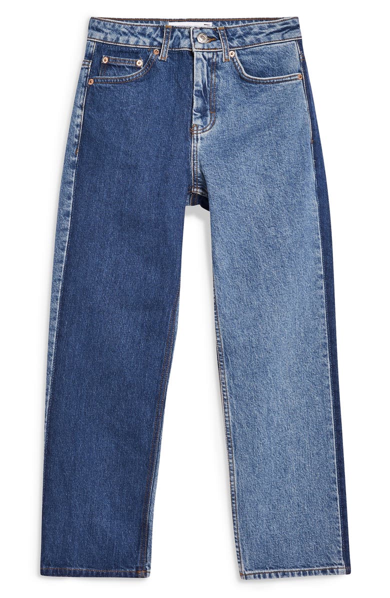 Topshop High Waist Straight Leg Moto Jeans, Alternate, color,