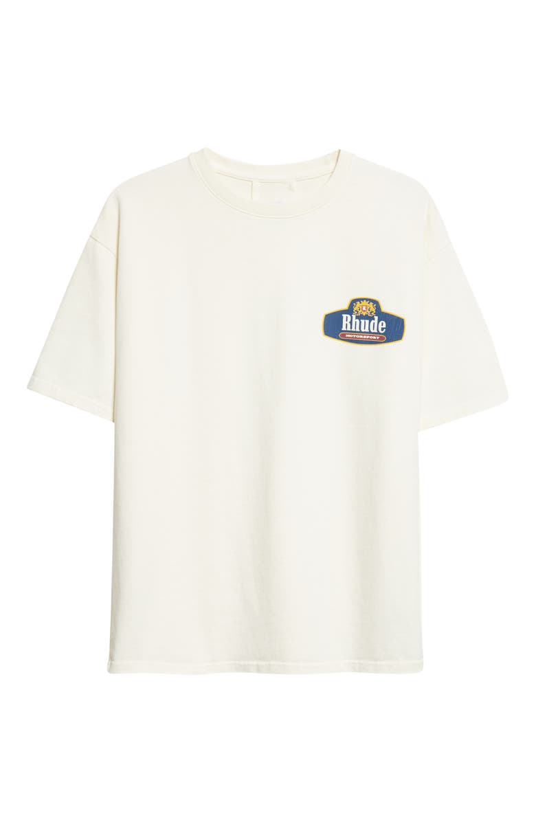 Rhude Racing Crest Graphic T-Shirt, Main, color, Vintage White/ Navy