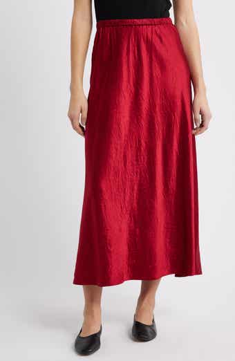 Crinkle Satin Bias Skirt