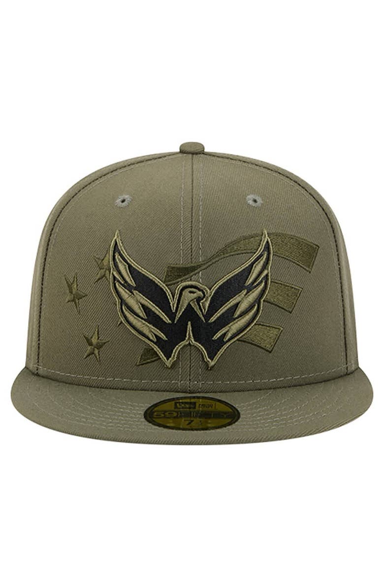 New Era Men
s New Era Olive Washington Capitals Military Appreciation Flag 59FIFTY Fitted Hat, Alternate, color, Olive