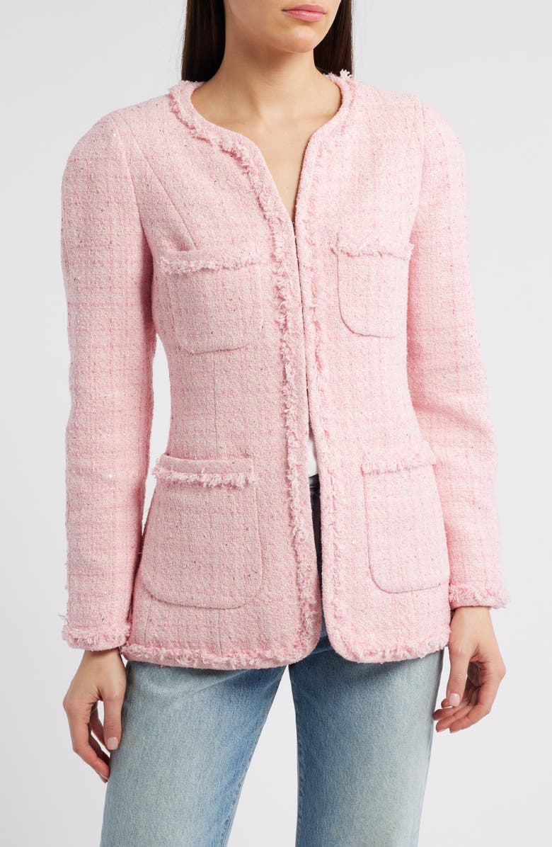 LoveShackFancy Adrina Sequin Tweed Jacket, Main, color,