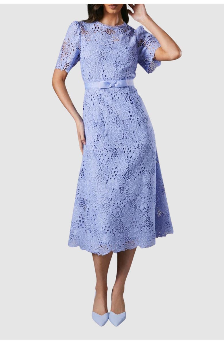 Coast Lace Midi Dress With Bow Belt, Alternate, color, Lavender