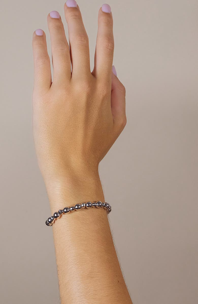 Sterling Forever Summer Beaded Stretch Bracelet, Alternate, color, Silver