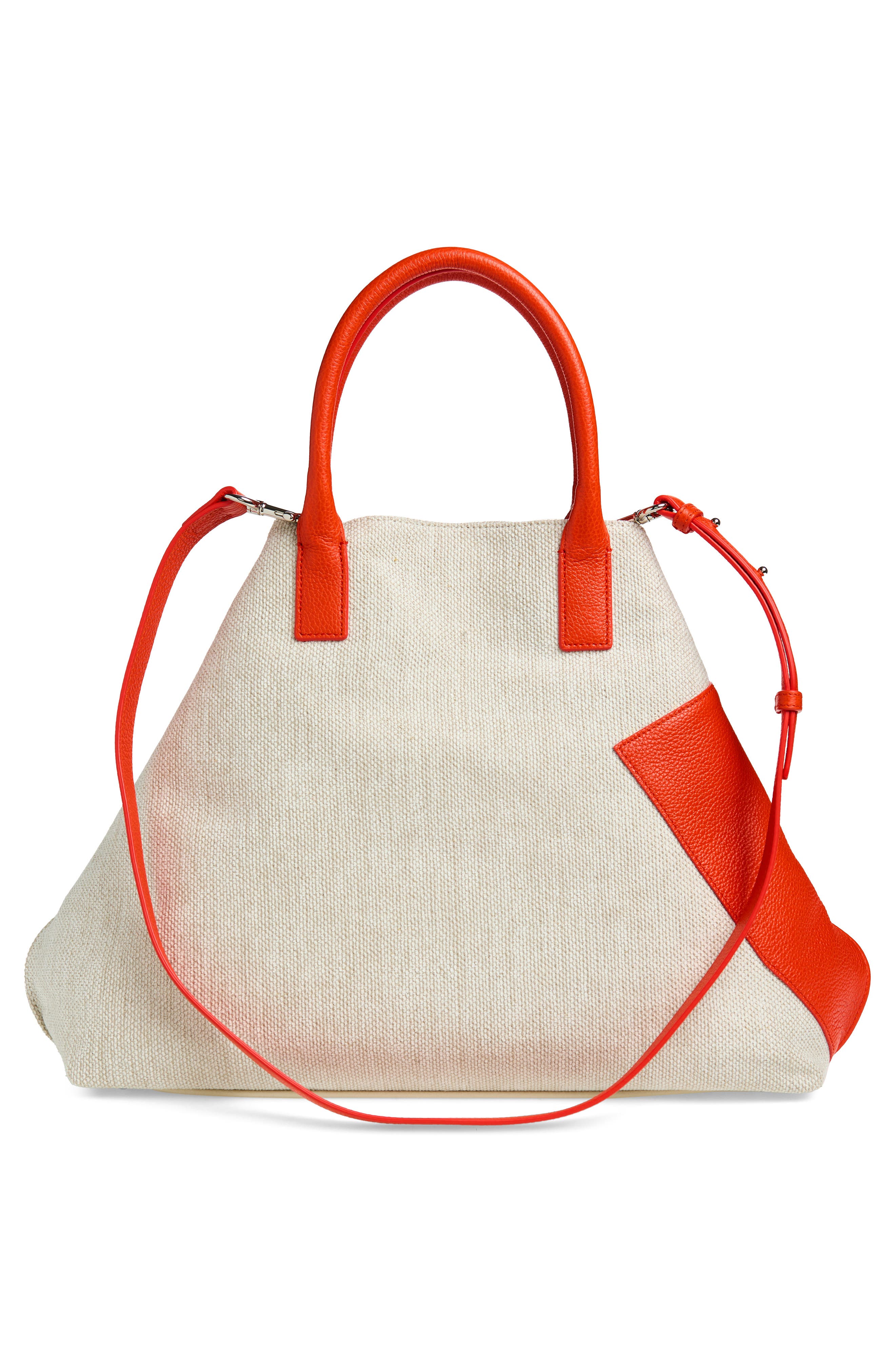 Akris Medium AI Canvas & Leather Convertible Shoulder Tote, Alternate, color, Orange/Ivory