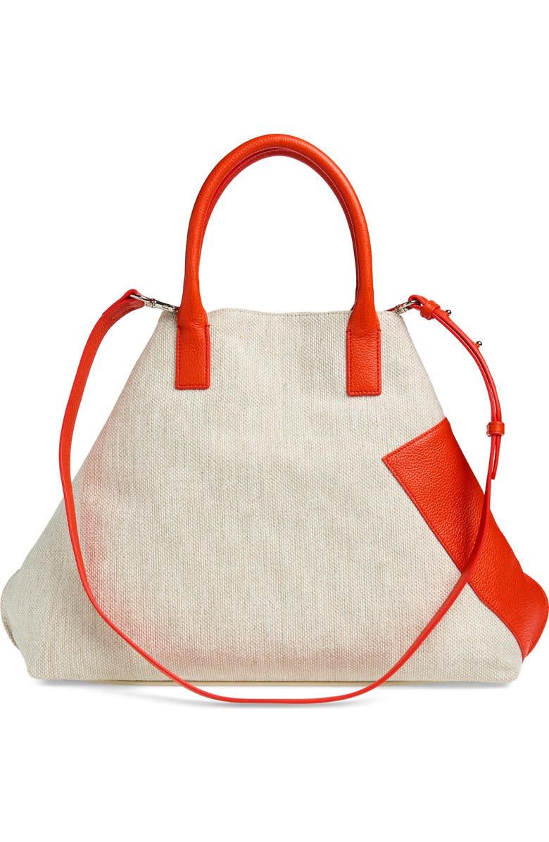 Akris Medium AI Canvas & Leather Convertible Shoulder Tote, Alternate, color, Orange/Ivory