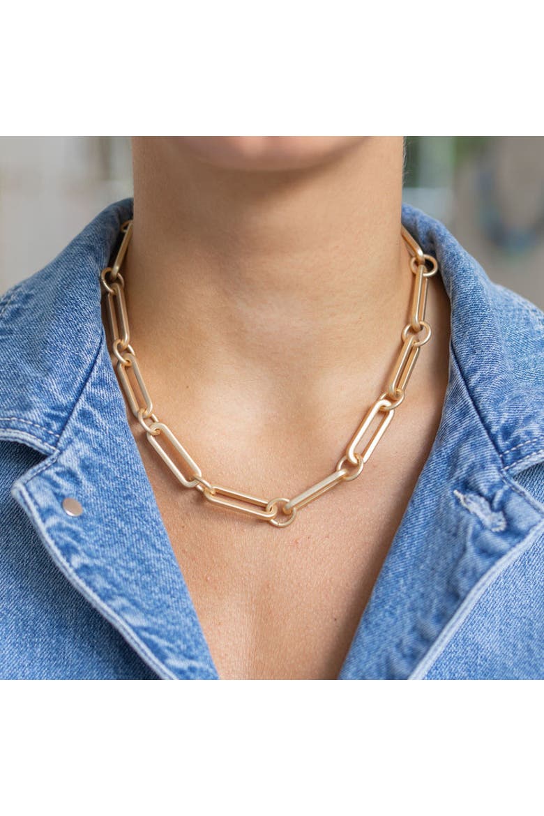 Lia Link Necklace, Alternate, color, Gold