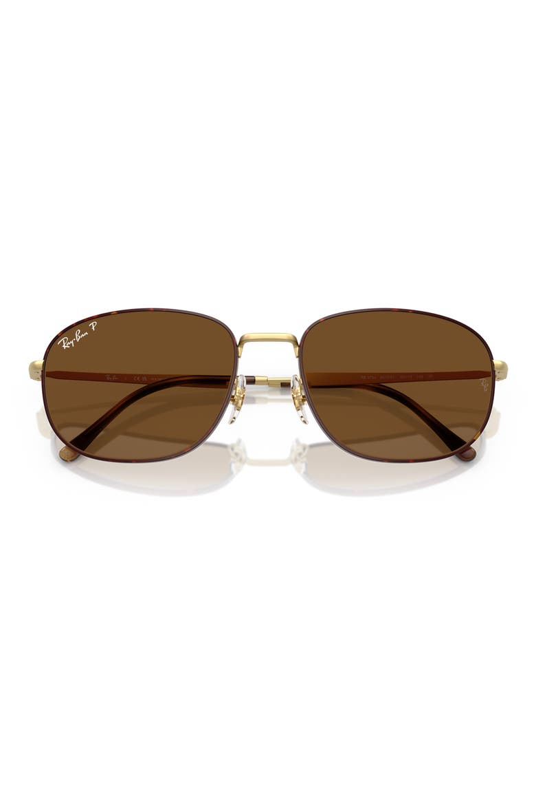 60mm Polarized Pillow Sunglasses, Alternate, color, BROWN