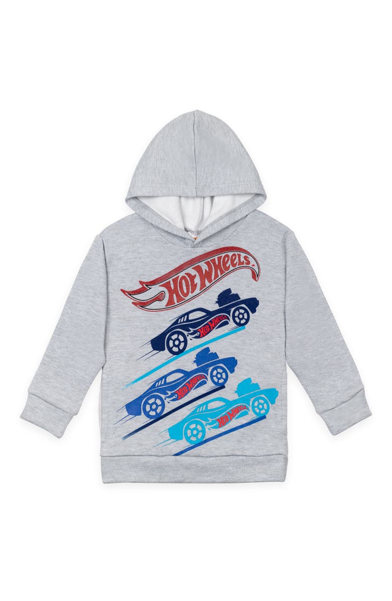 Hot Wheels Pullover Hoodie, Main, color, Heather Grey