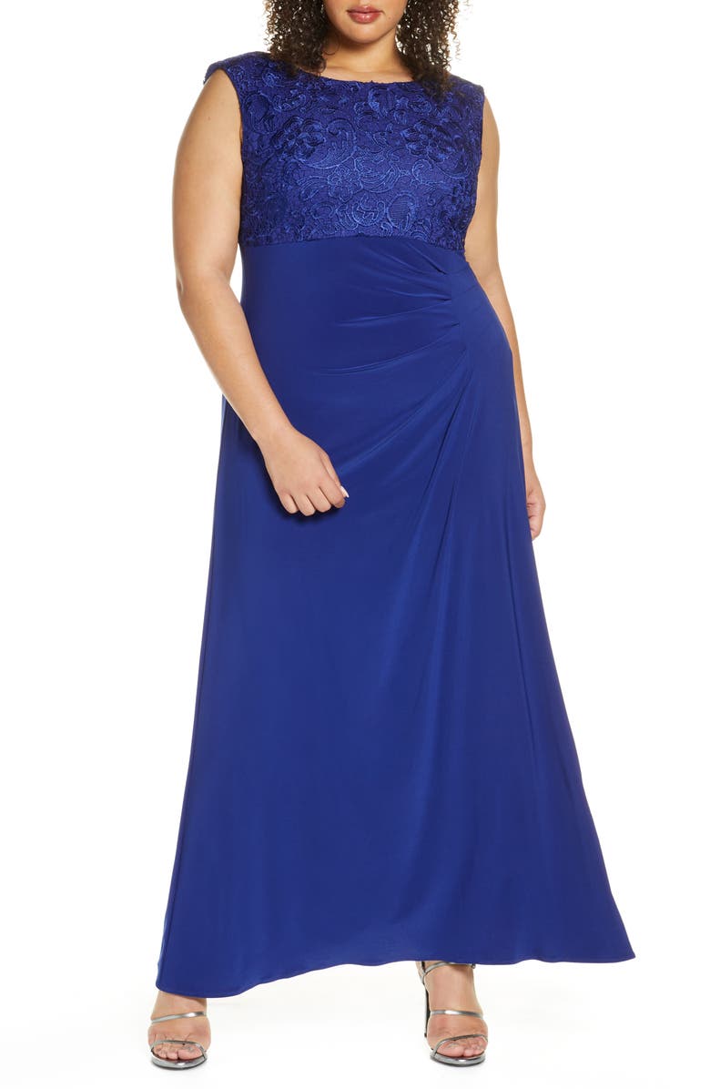 Alex Evenings Cowl Back Gown, Main, color, 