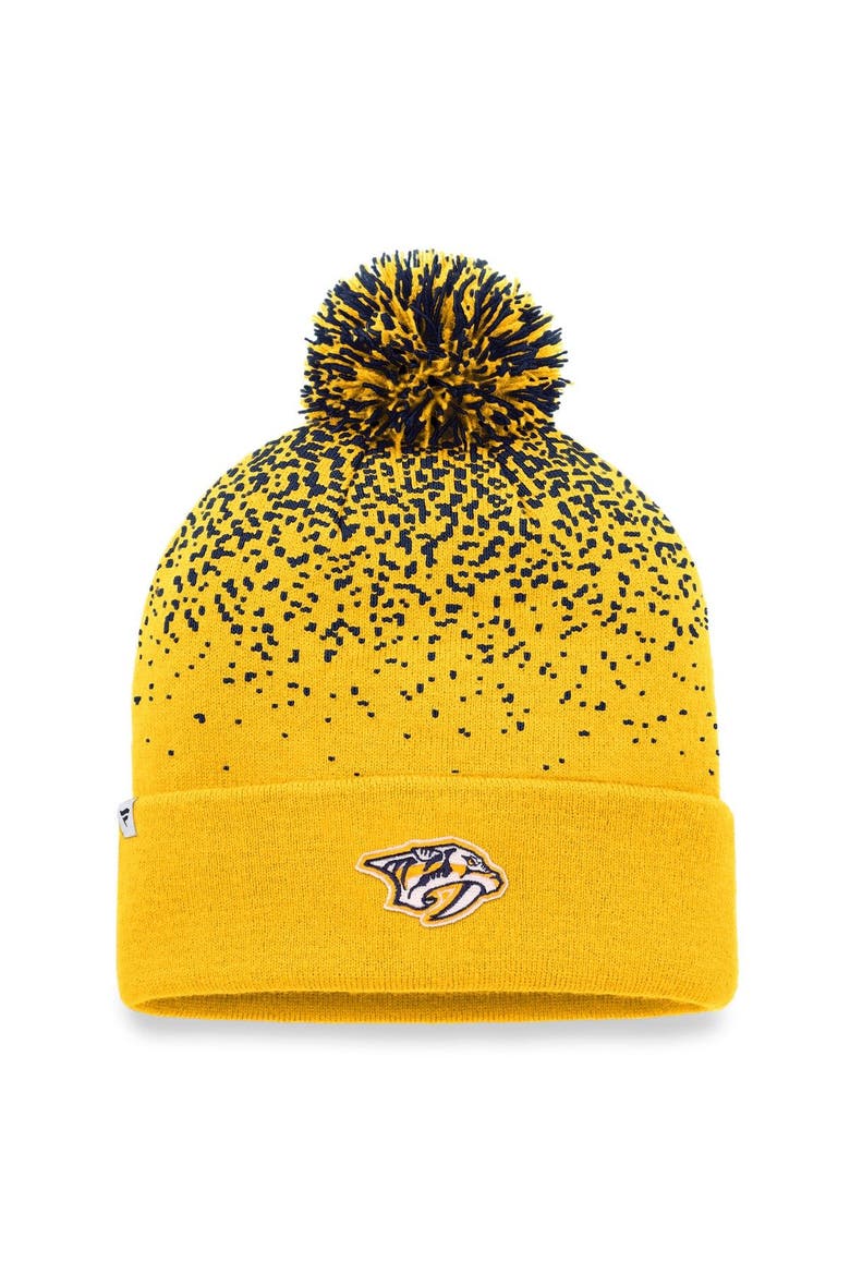 Men's Fanatics Branded Gold Nashville Predators Iconic Gradient Cuffed Knit Hat with Pom, Alternate, color, Gold