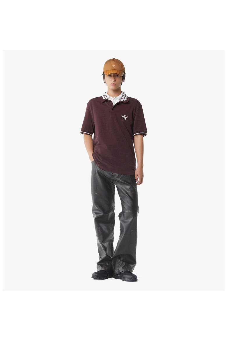 Laurel Logo Piqué Polo in Organic Cotton, Alternate, color, Winetasting