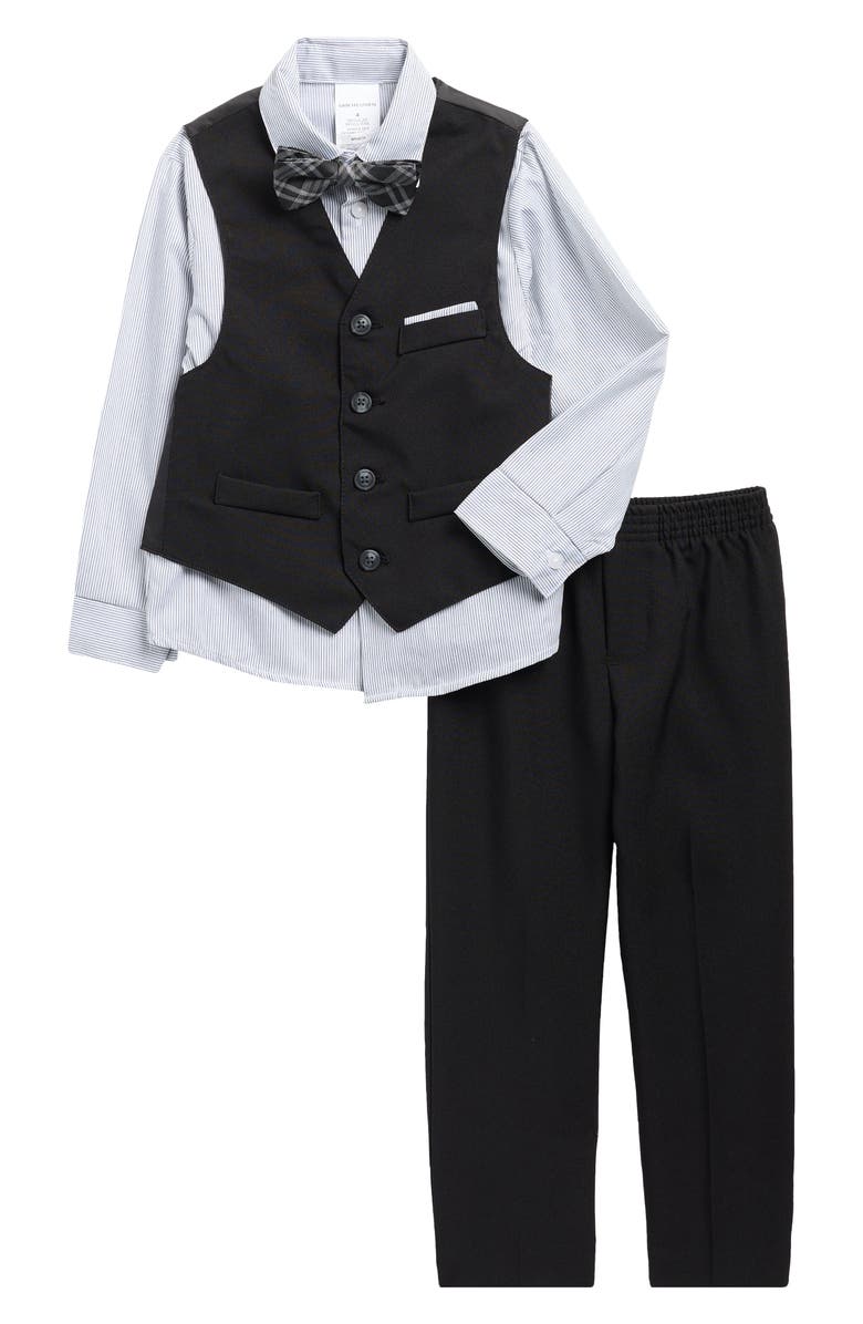 VAN HEUSEN Kids' Vest, Button-Up Shirt, Pants & Bow Tie Set, Main, color, Black