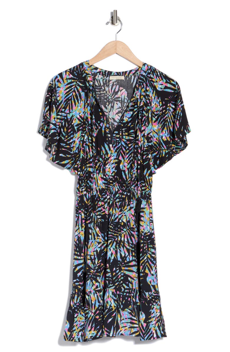 Lovestitch Flutter Sleeve Dress, Alternate, color, Black/ Blue