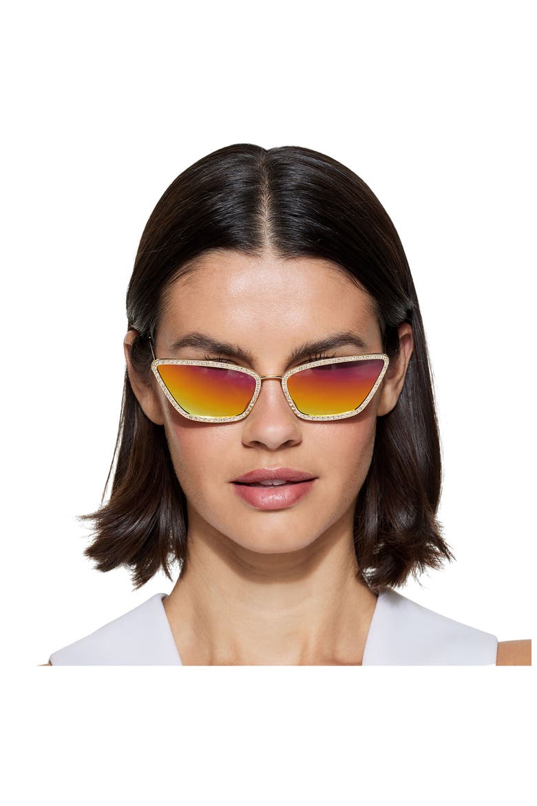 58mm Cat Eye Sunglasses, Alternate, color, GOLD/ RAINNBOW FL