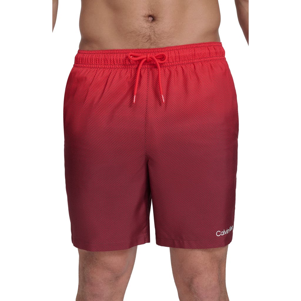 Calvin Klein Core Volley Gradient Dot Swim Trunks In Red