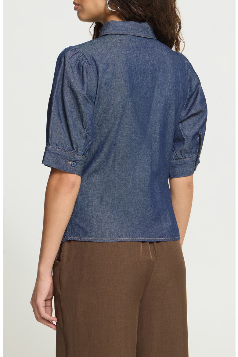 Archer Puff Sleeve Denim Shirt, Alternate, color, DENIM AUTHENTIC BLUE