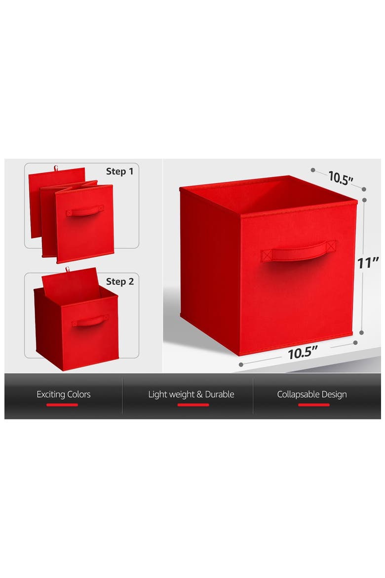 Collapsible Storage Cube, Alternate, color, RED