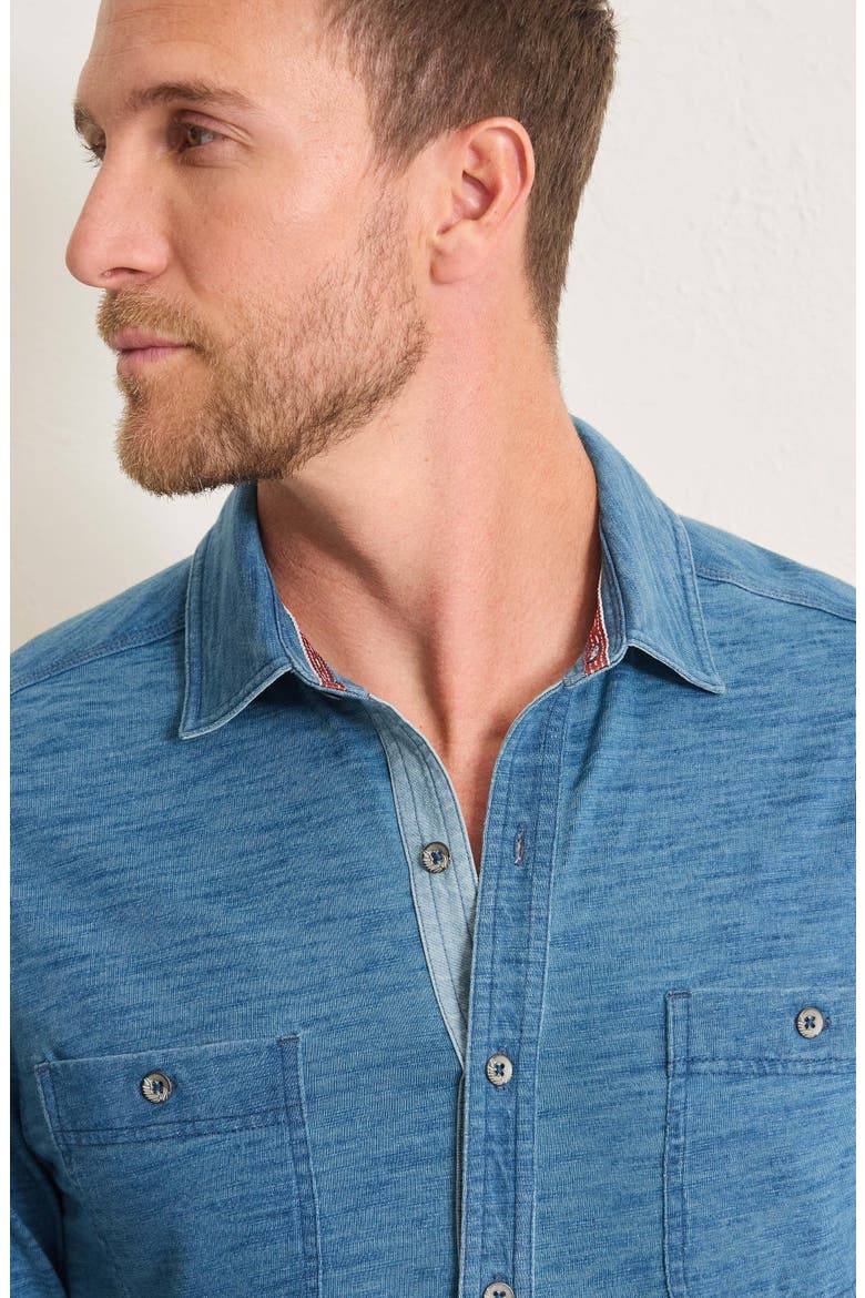 Indigo Harbor Slub Cotton Button-Up Shirt, Alternate, color, FADED INDIGO