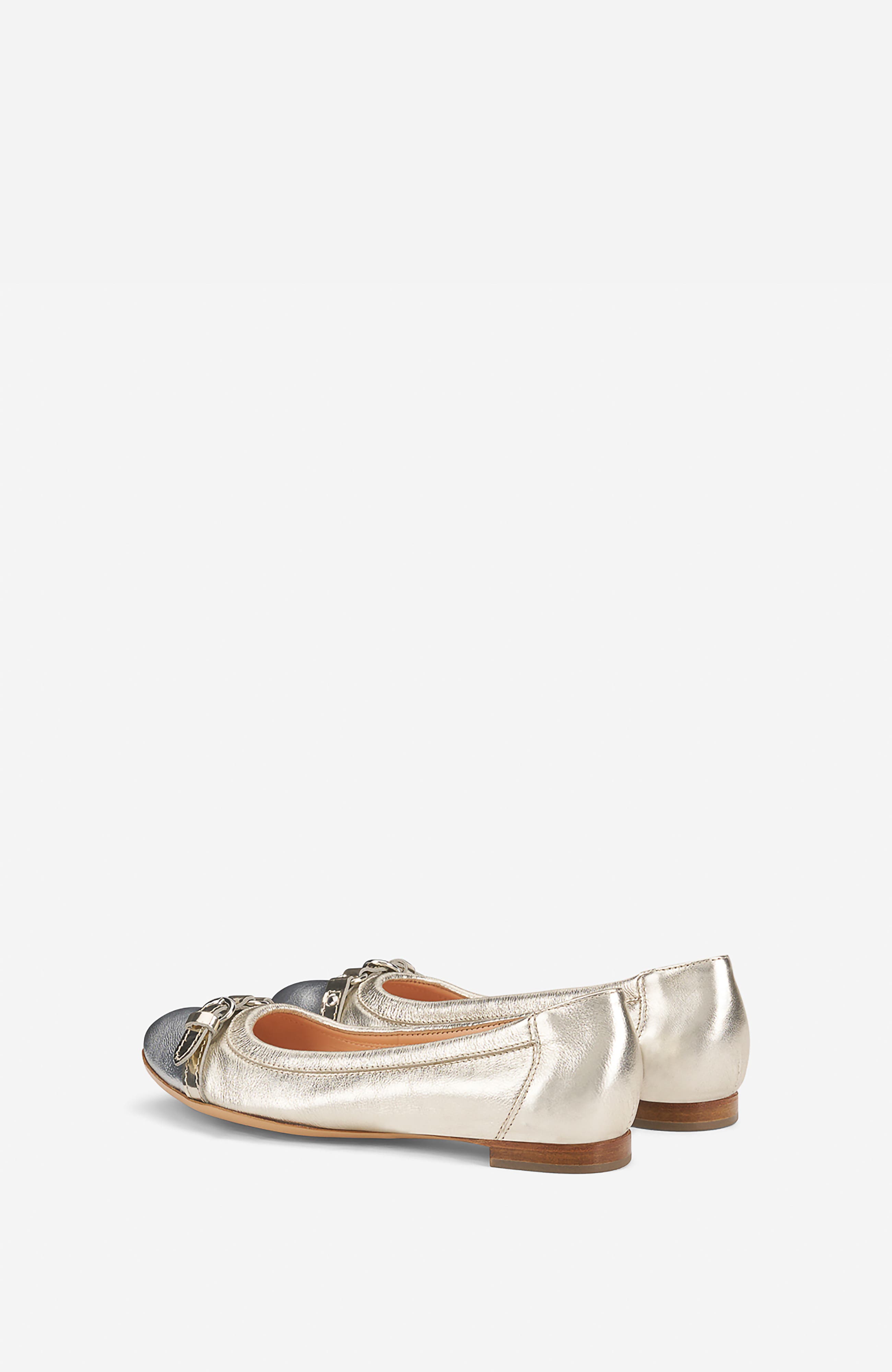 AGL Monika Cap Toe Ballet Flat, Alternate, color, Metallic Silver Sandy