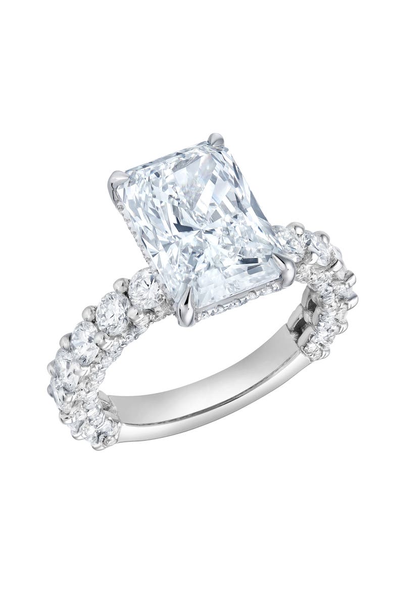 Maelis 14K Gold Radiant Lab Grown Diamond Hidden Halo Engagement Ring - 7.45 Cts, Alternate, color, 14K White Gold