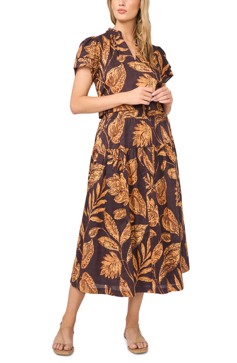 Halogen<sup>®</sup> Tiered Cotton Midi Skirt, Alternate, color,