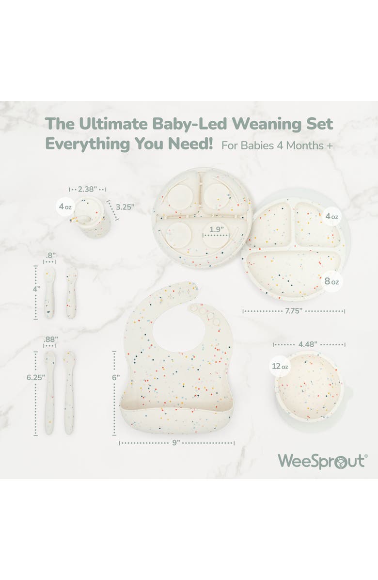 WeeSprout Silicone Baby Feeding Set, Develops Self Feeding Skills, BPA-Free, 8-Piece, Alternate, color, Confetti