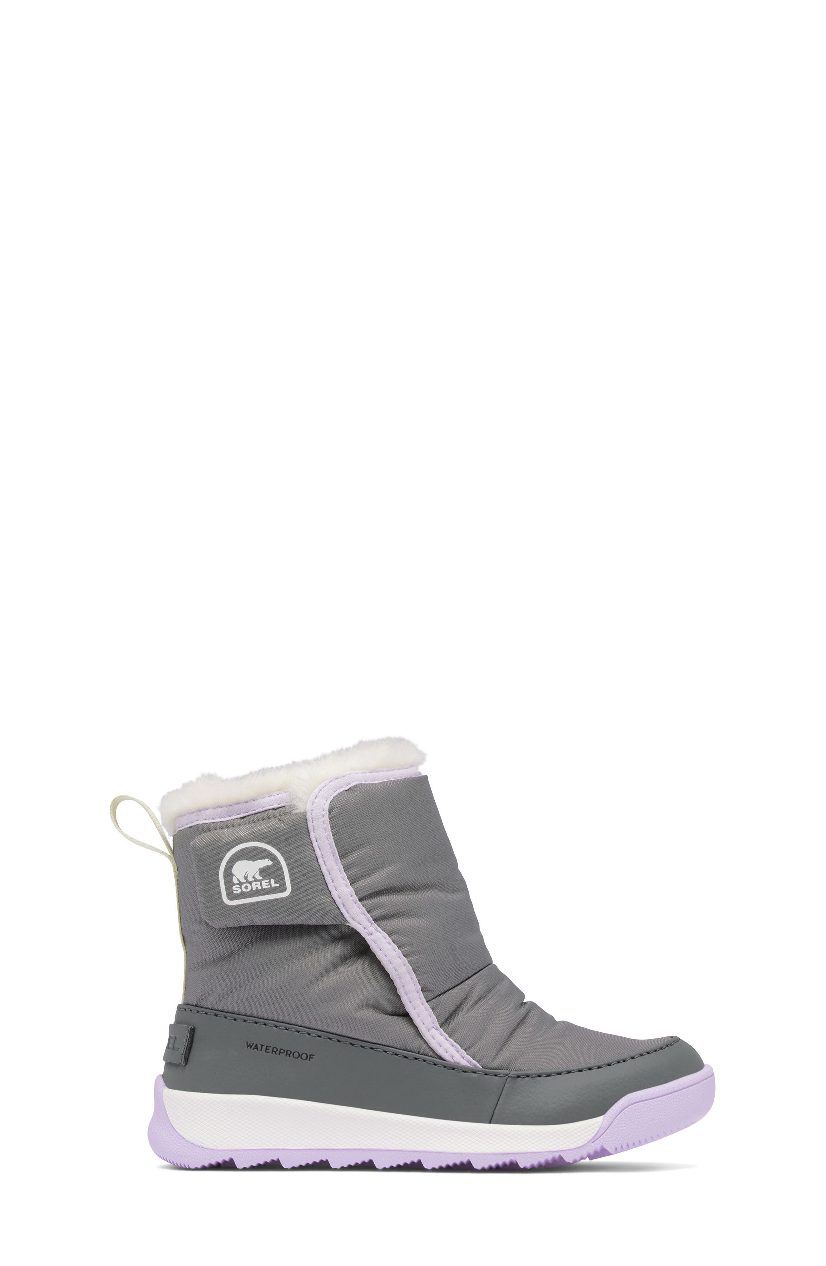 Kids' Whitney II Faux Fur Lined Waterproof Snow Boot, Alternate, color, QUARRY/ LAVENDER CLOUD