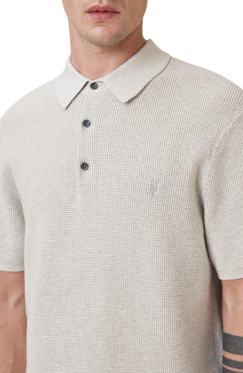 AllSaints Oversize Cotton & Wool Waffle Polo Sweater, Alternate, color, 