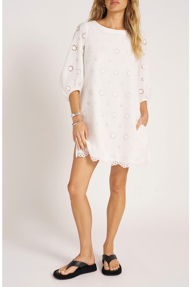 Ona Eyelet Shift Dress, Alternate, color, VELLUM