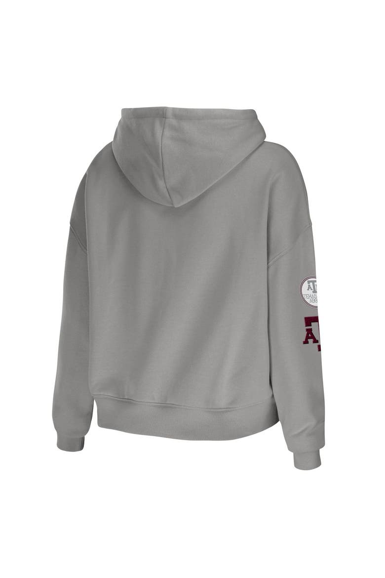 Women's WEAR by Erin Andrews Gray Texas A&M Aggies Mixed Media Cropped Pullover Hoodie, Alternate, color, Gray