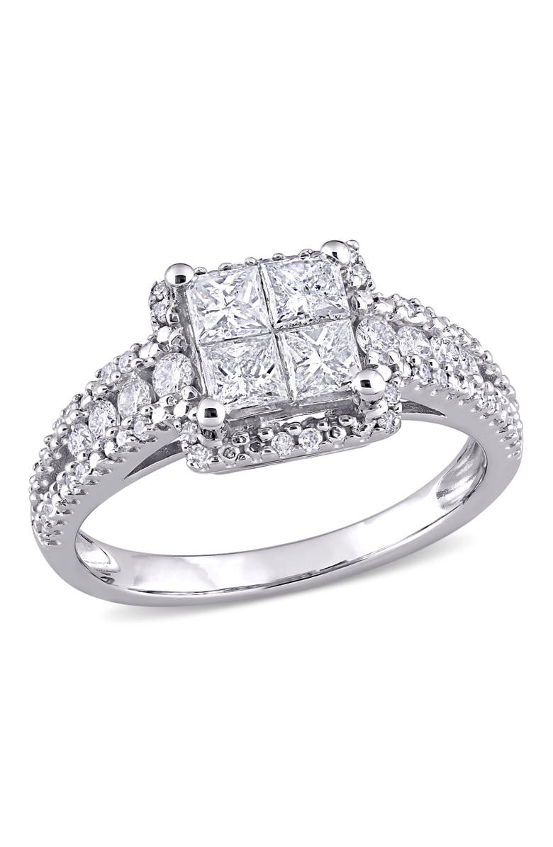 Julianna B. Diamond Princess Square Engagement Ring 10k, Main, color, 10K White Gold