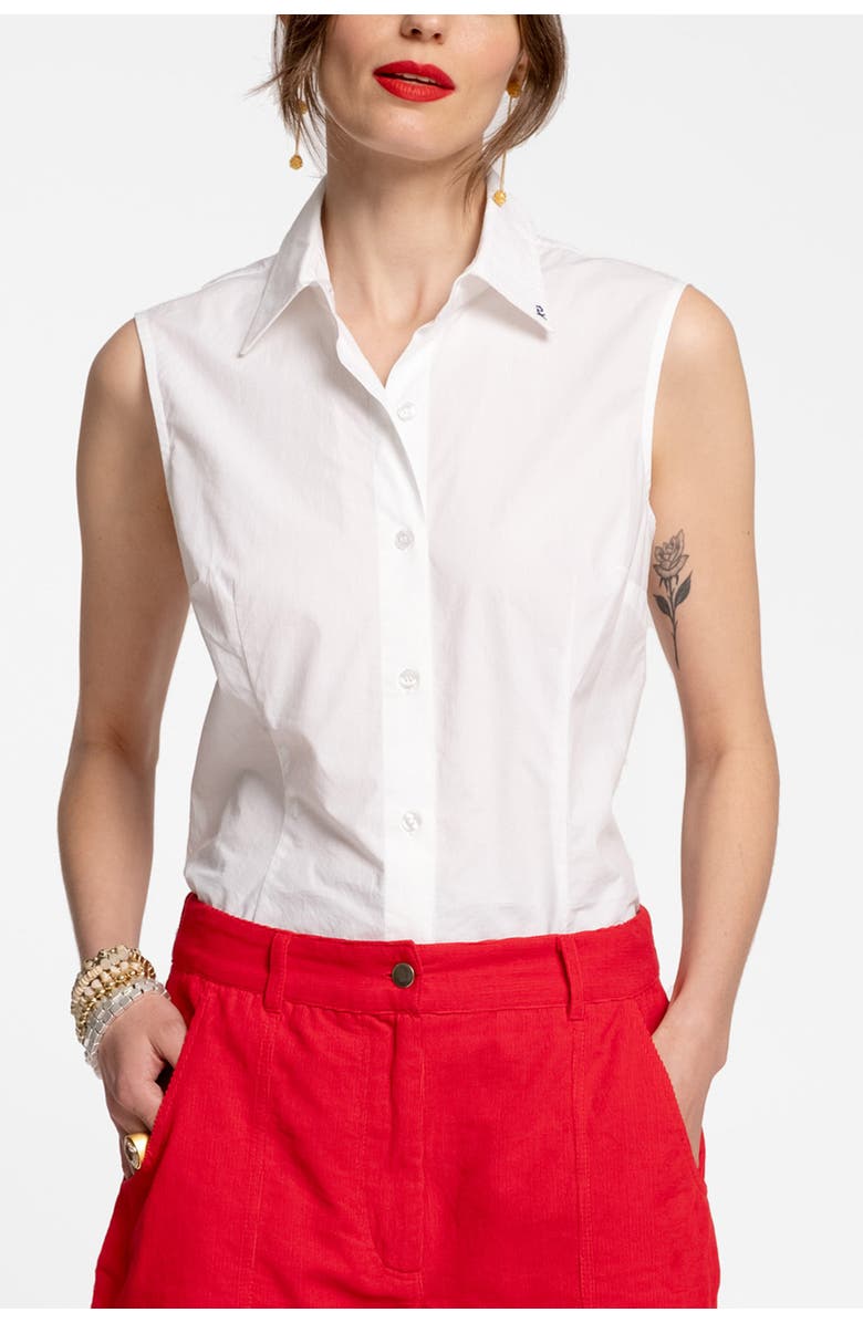 Frances Valentine Lizzie Pointed Collar Shell Cotton, Main, color, White